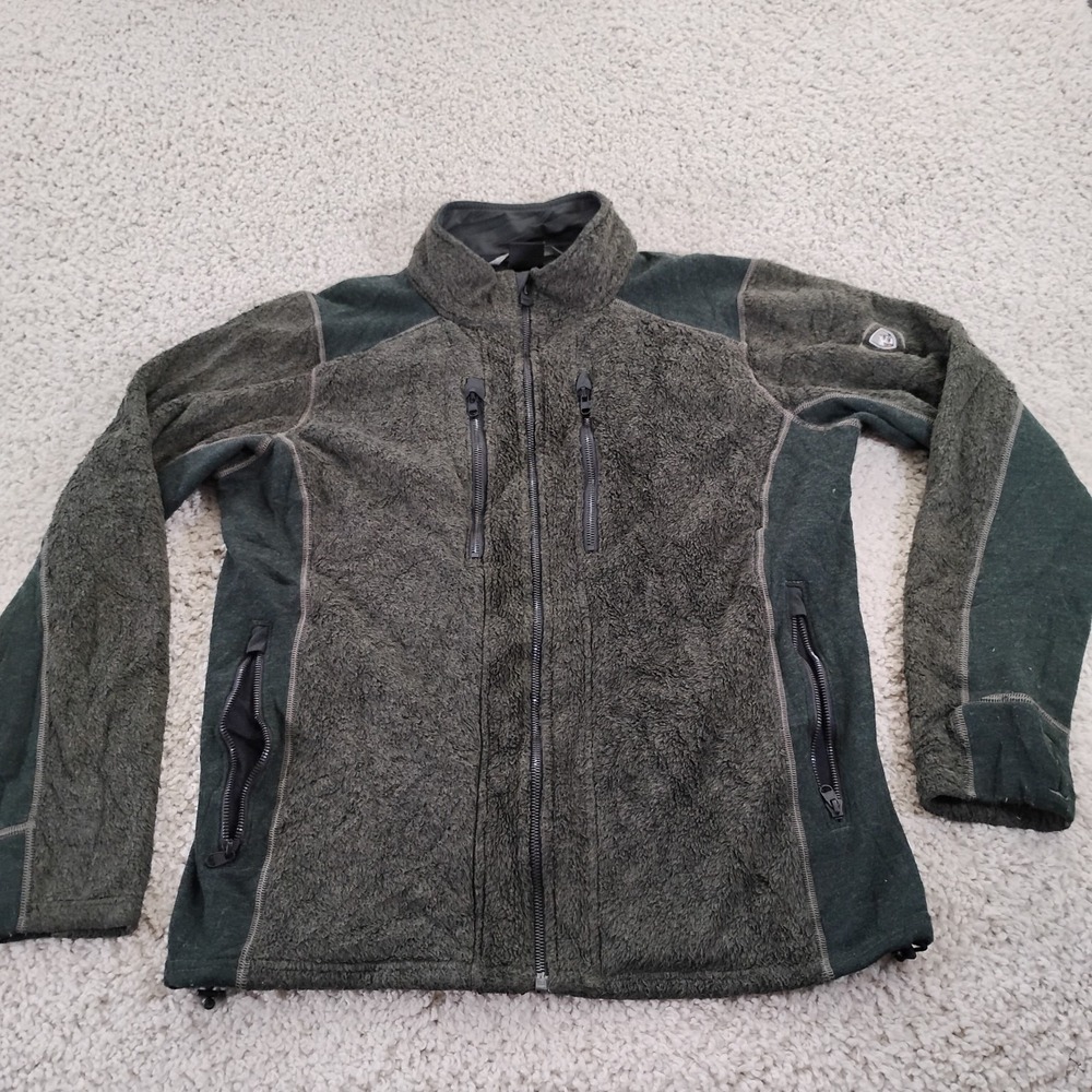 KUHL Jacket Mens Medium Green Polyester Wool Alpenlux Two-Tone Fleece Full-Zip